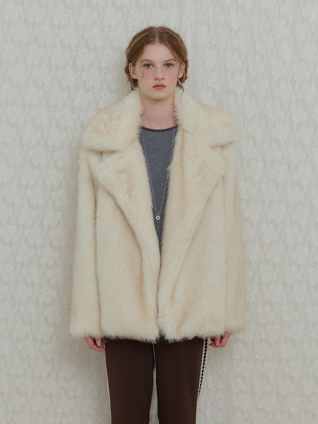 Vintage Two-tone Fur Jacket - Ivory