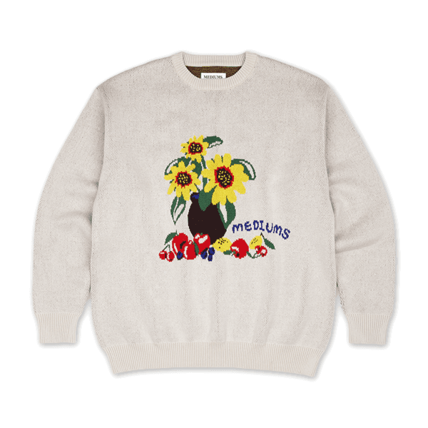 Fruit Table Reversible Knit Sweater - Cream
