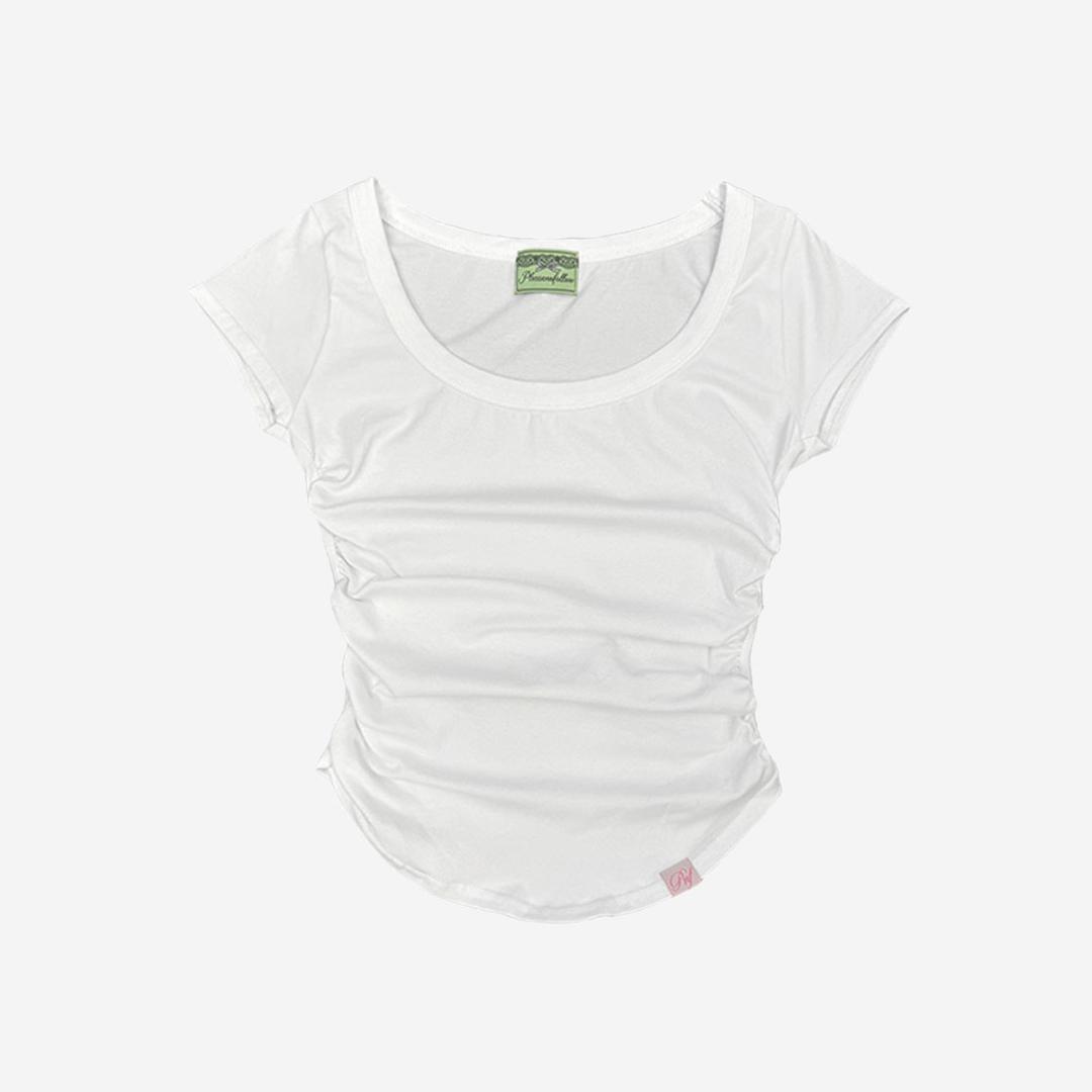 [KREAM 단독 / 예약 배송] Pleasenofollow New Momo Shirring Short Top White