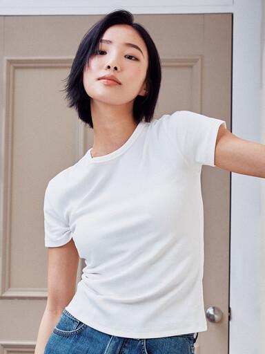 탑텐 여성) 소프트 립 크루넥 반팔티_MSF2TS2010