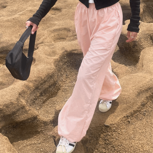 나일론 바스락 밴딩 와이드 썸머 투웨이 스트링 조거팬츠