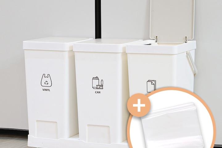 국내자체제작 재활용 이동식 분리수거함 20L 3P (스티커+전용비닐 증정)