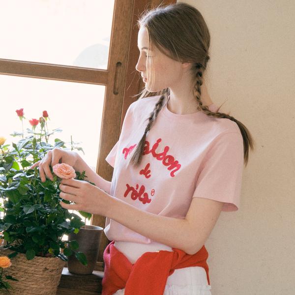 로라로라 MAISON DE ROLA EMBROIDERY T-SHIRT PINK