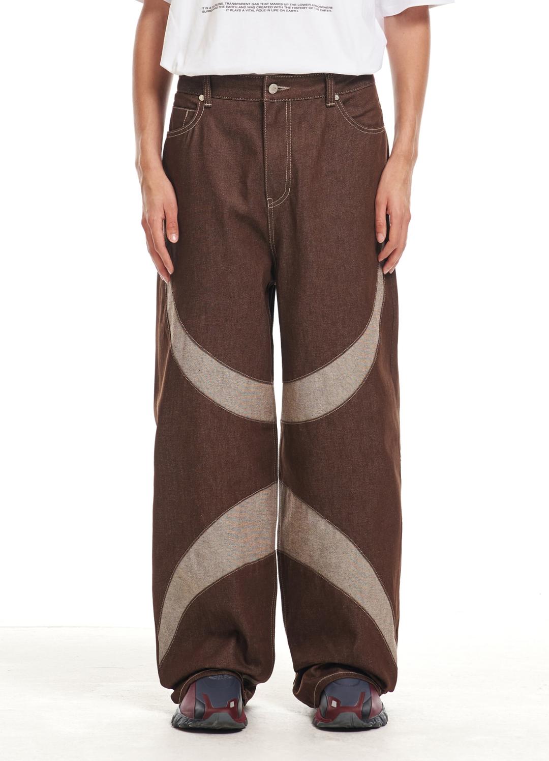 HOOF CURL LINE REAL WIDE DENIM PANTS BROWN