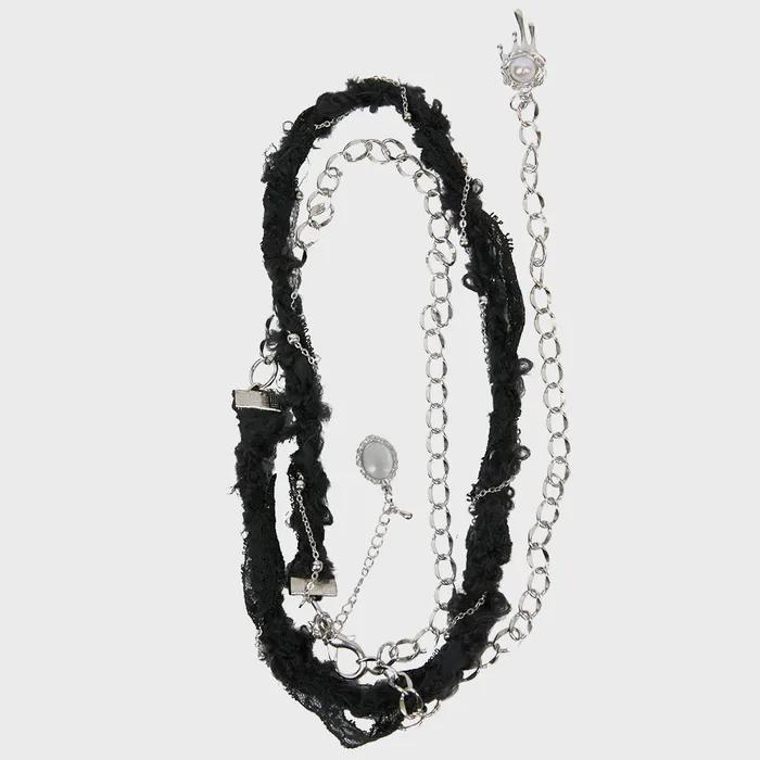 Braided Handmade Chain Belt (FL-732_Black)