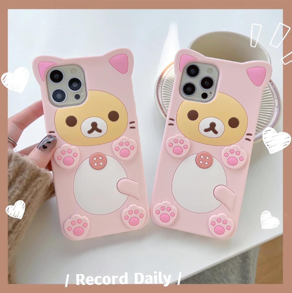리락쿠마 냥이 아이폰 실리콘 케이스 낄맛난다
