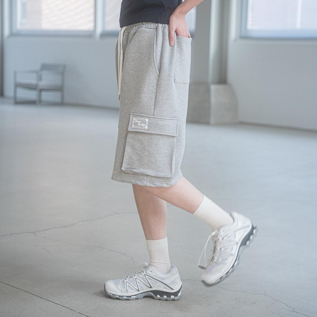 LACE LABEL BERMUDA SWEATPANTS(GREY)