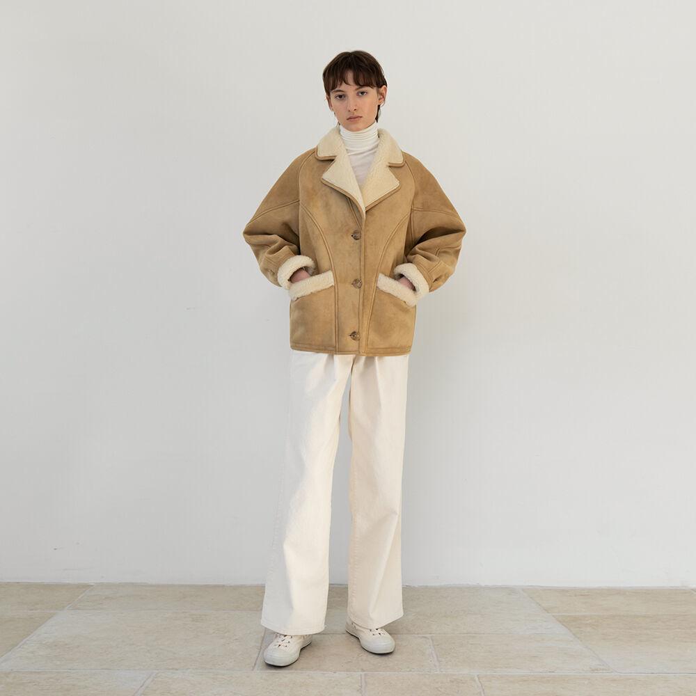 shearling collar mustang jacket (beige)