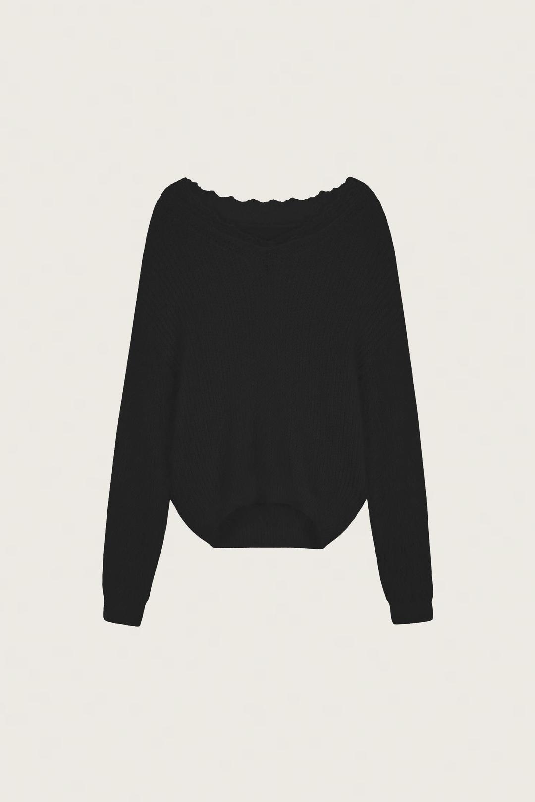 Blush lace off- shoulder knit, Black