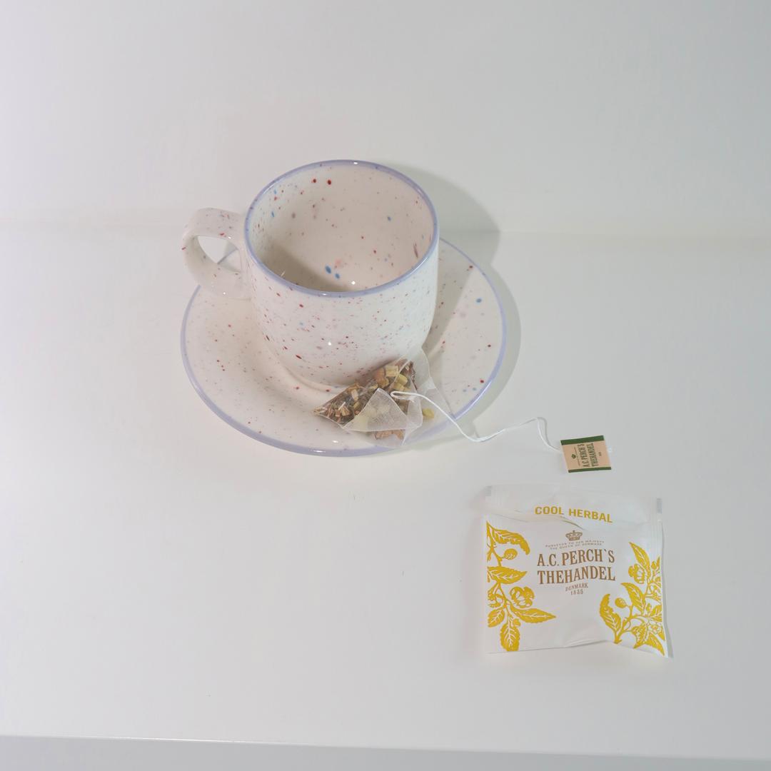 line mug/saucer set(violet)