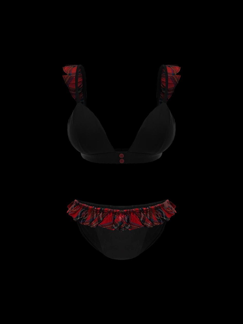 Tartan frill underwear set