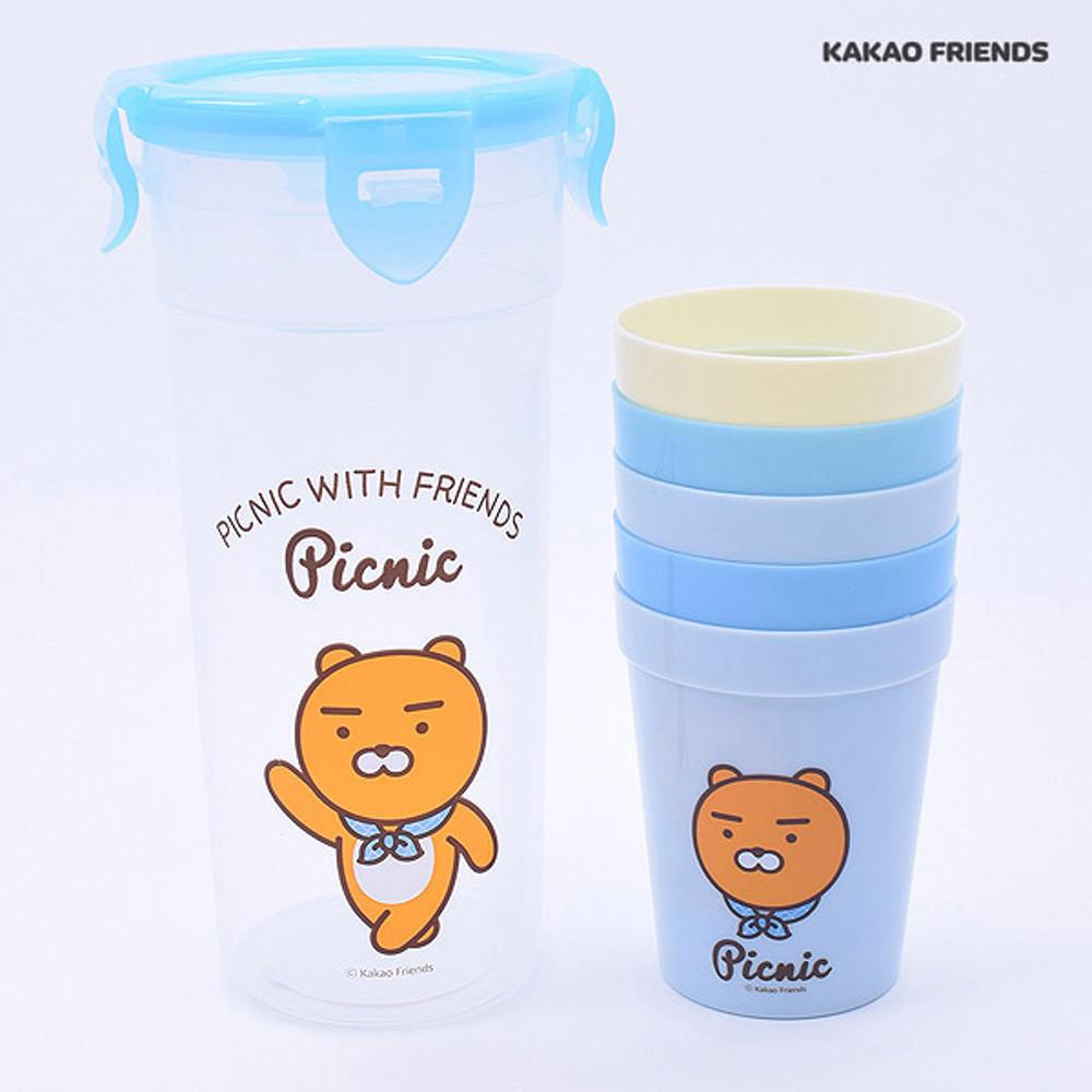 카카오프렌즈 라이언 피크닉 컵 5P세트