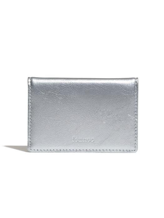 CRINKLE SOFT CARD CASE - SILVER