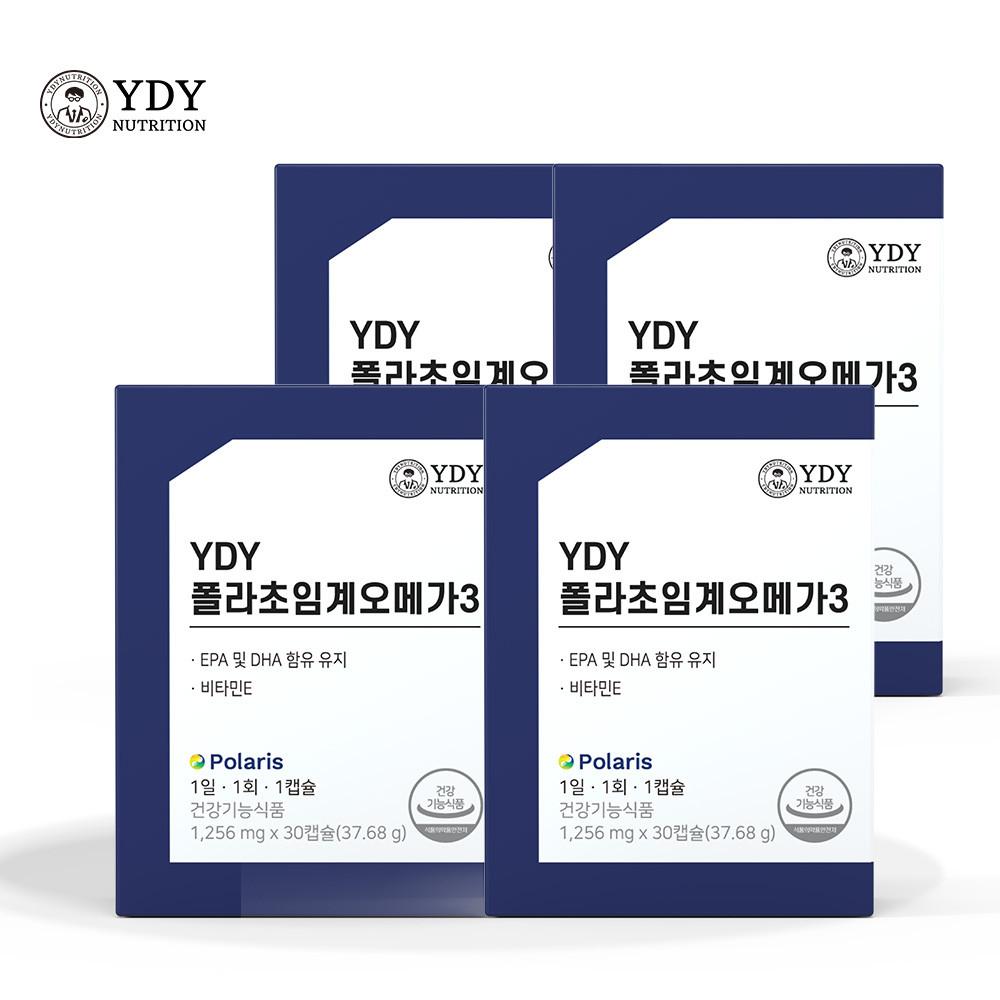 YDY 폴라 초임계 오메가3 영양제 고약사오메가3 30캡슐, 4개