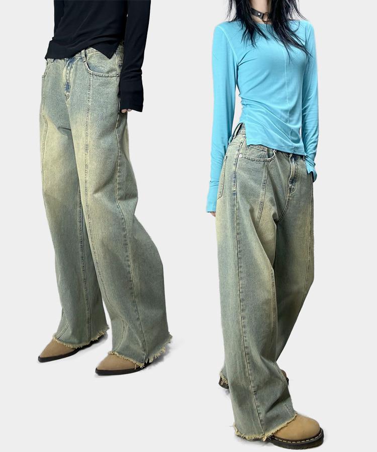 빈티지워싱 절개데님팬츠