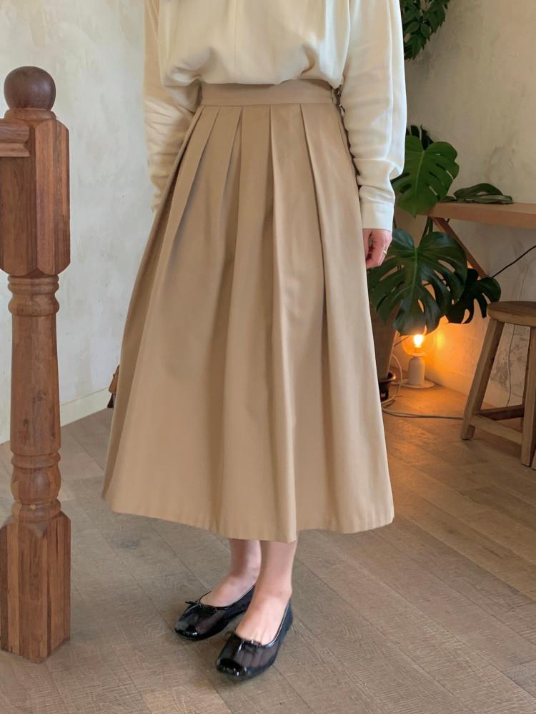 Monday pintuck flare-skirt (2 color)