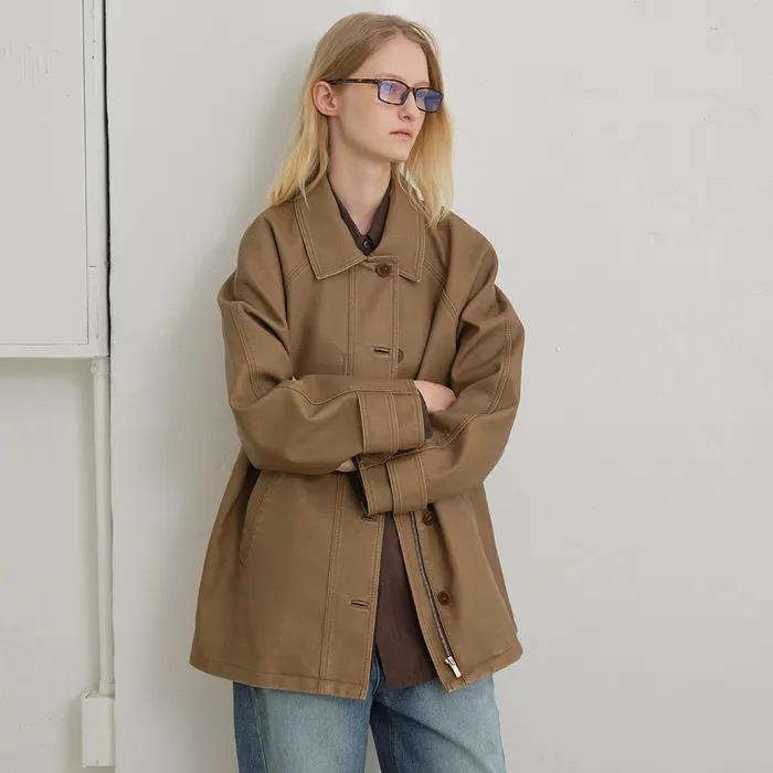 [29CM 단독]Washed Leather Balmacaan (Beige)