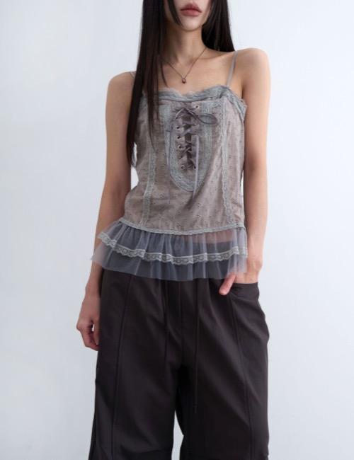 bubble eyelet lace sleeveless