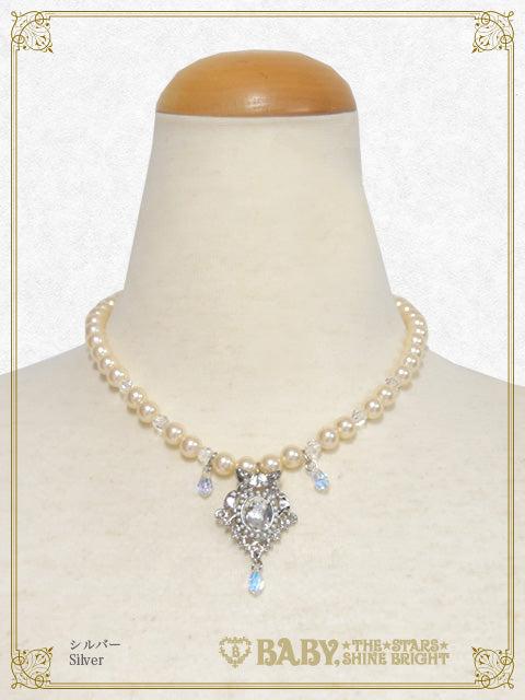 シャイニークリスタルネックレス - シルバー Silver