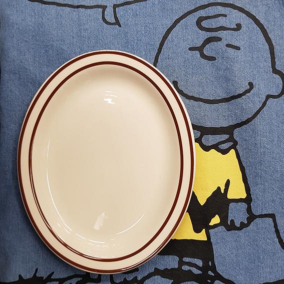 시라쿠스 브라운 라인 타원접시 24.5cm 스톤웨어접시