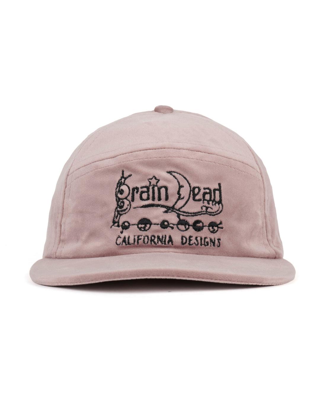 Velveteen Curved Front 6 Panel Hat - Pink - OS