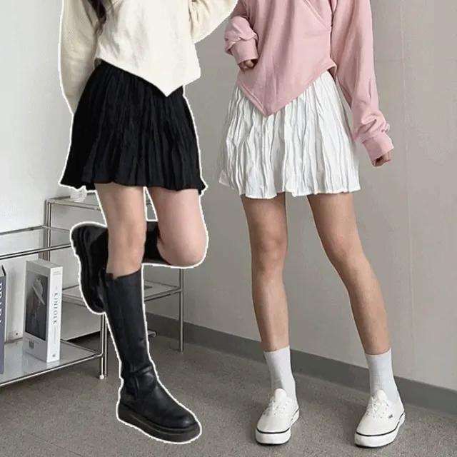 [비침없는!/속바지o] 에이 프릴 주름 링클 미니 밴딩 스커트  -3col