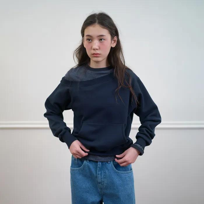 262. Pocket Boat Neck Sweatshirt _ Navy