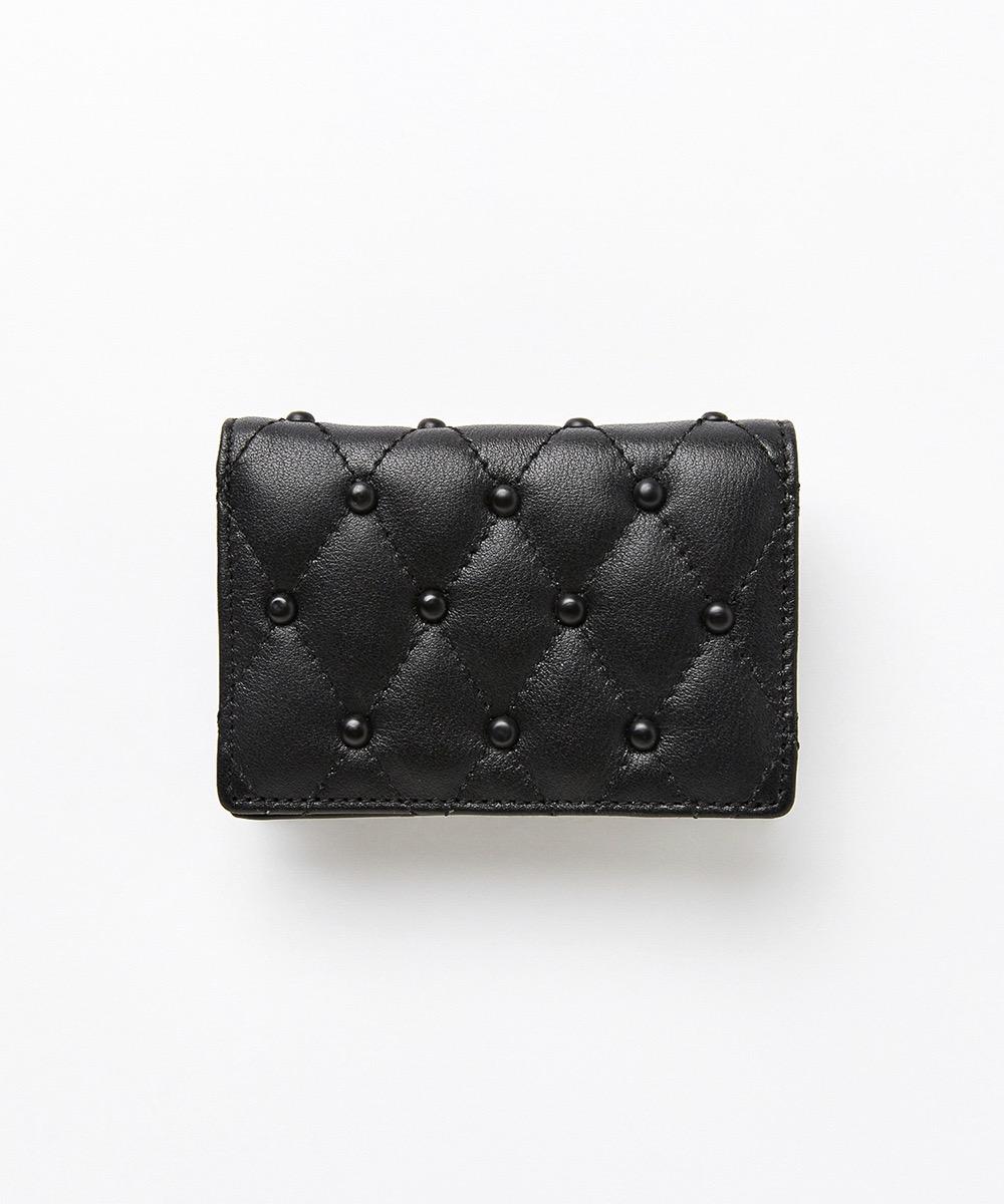 미니 스터드 퍼프 카우 레더 월렛*블랙