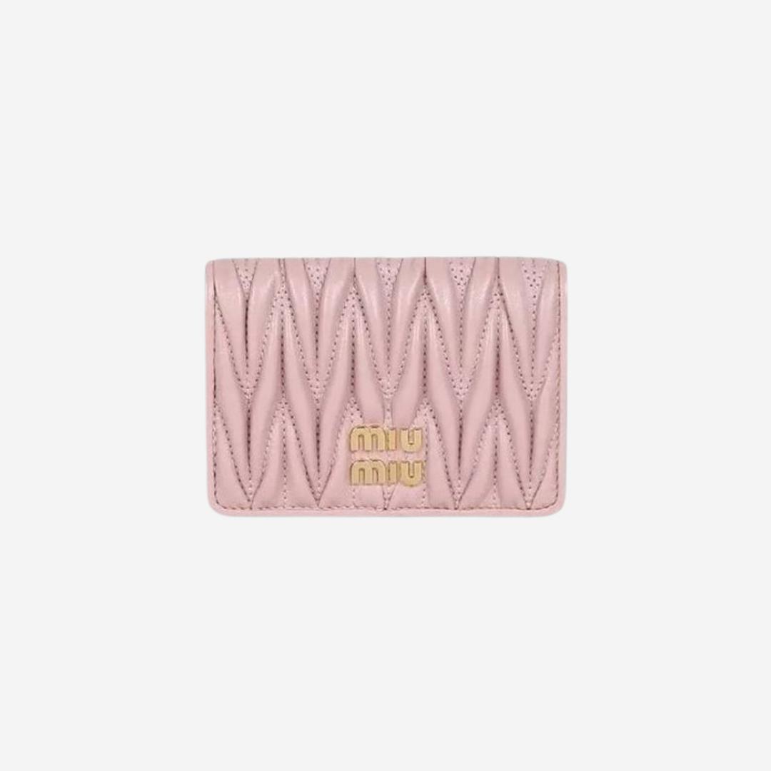 Miu Miu Matelasse Nappa Leather Card Holder Alabaster Pink