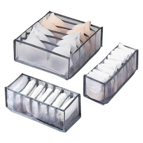 디오셀 망사통풍 다용도 속옷 양말 정리함 3종 세트, 그레이, 1세트 - 기타정리용품 | 쿠팡