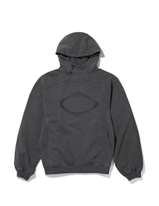 RHOMBUS SIDE BUTTON UP HOODIE_WASHED CHARCOAL