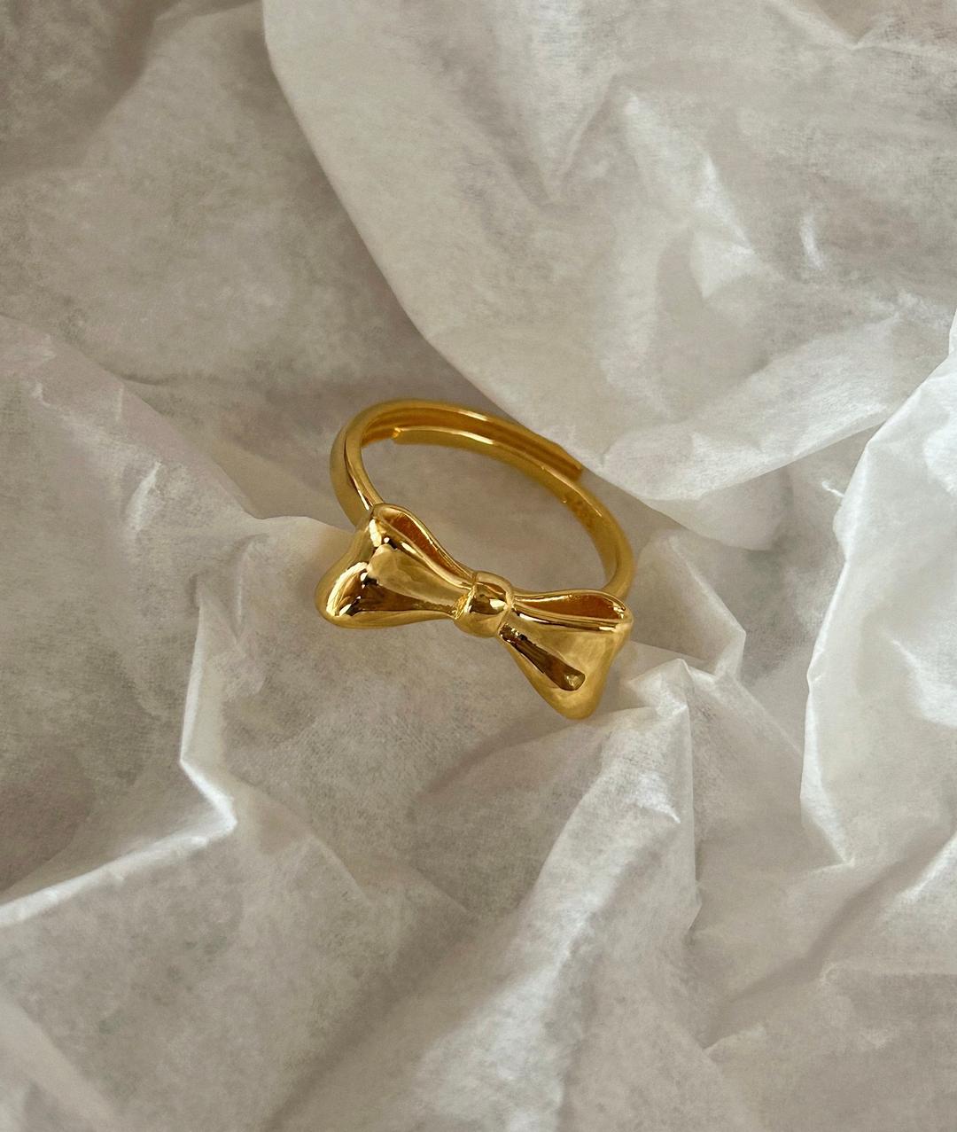 [925 silver] 웬디 리본 프리사이즈 반지 (2 color)