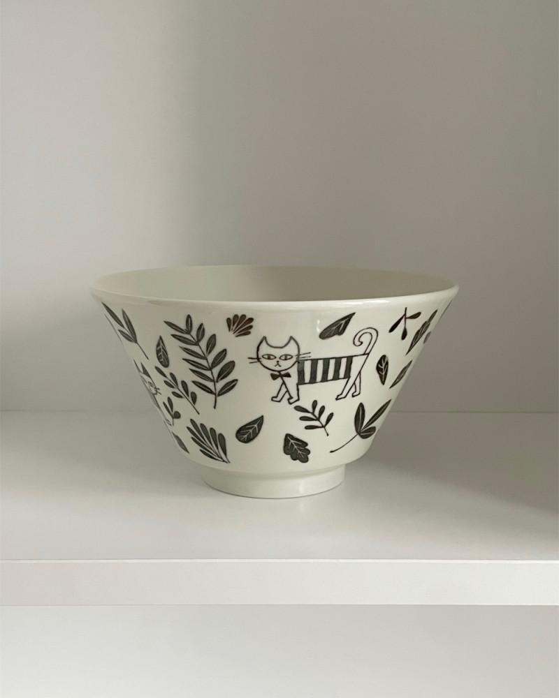 고양이 보울 우동그릇 덮밥그릇 면기