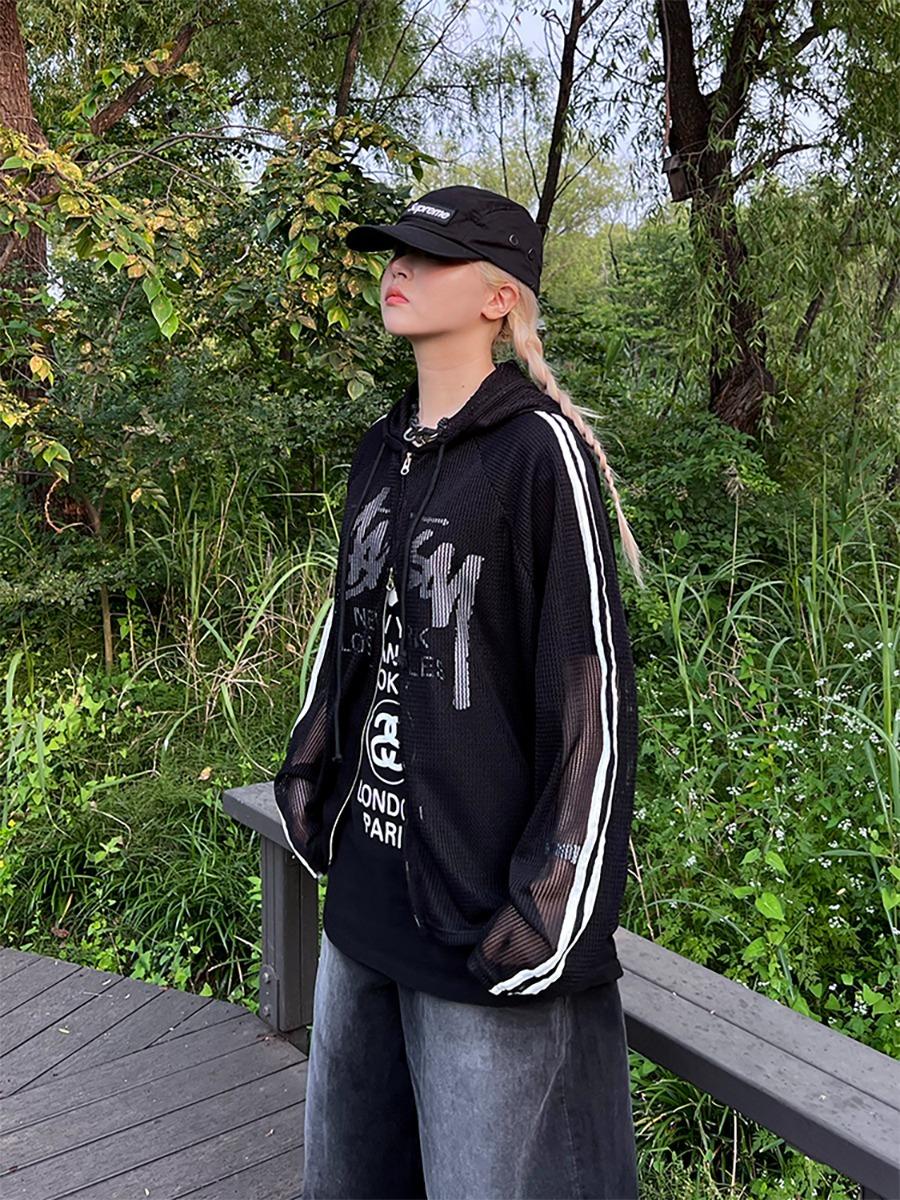 [ Unisex ] 트랙 메쉬 후드 집업  2C