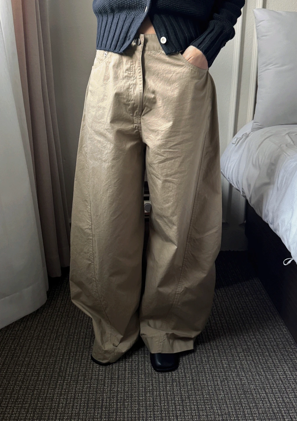 시리즈 코튼 와이드 팬츠 (3col) 블랙 네이비 베이지