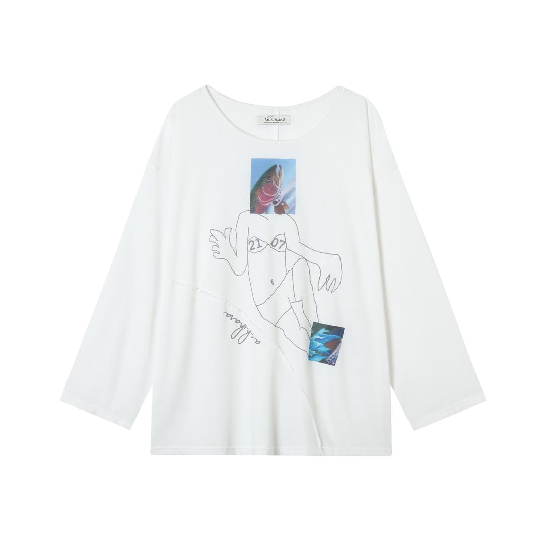 Asym V-Neck Loose Sun Protection Summer Tops T-Shirt