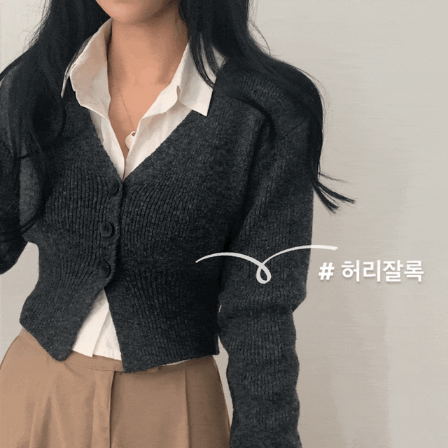 당일발송 ㅣ[허리잘록~] 모네 보카시 크롭 니트가디건 - 4color