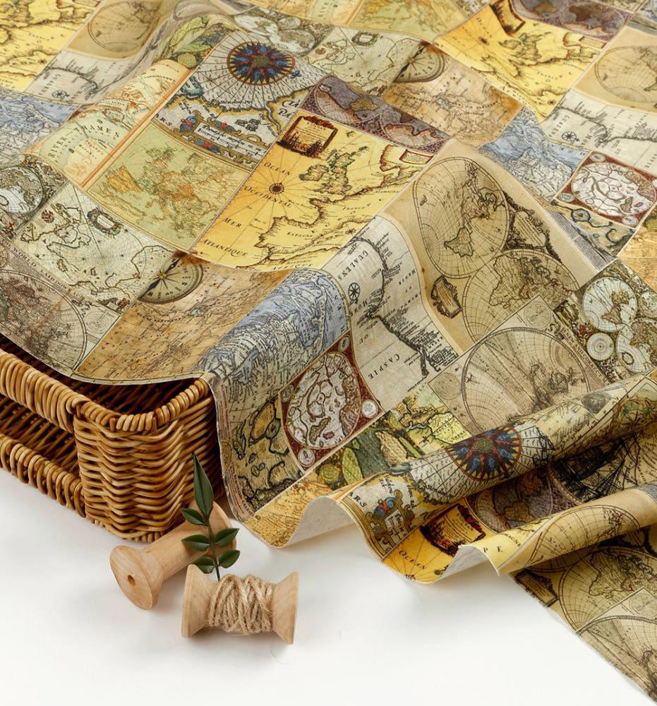 빈티지 지도 / 빈티지 레트로 맵 / OEKO-TEX 인증 친환경 안티바이러스 원단 / 20수 면 / 반마기준