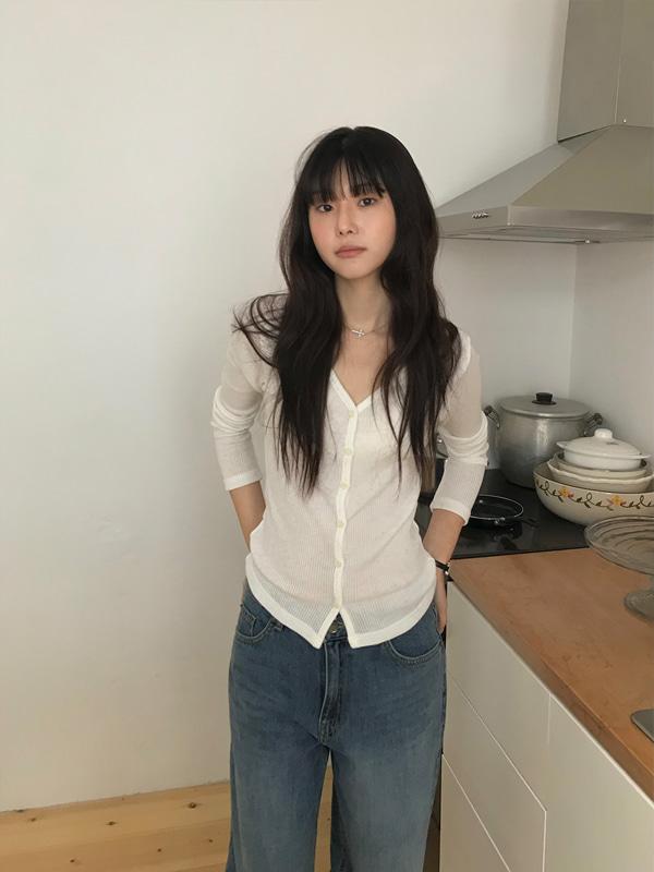 블렘토 골지 슬림 가디건