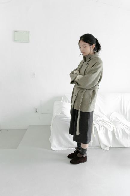 highneck belt pea coat(2colors)
