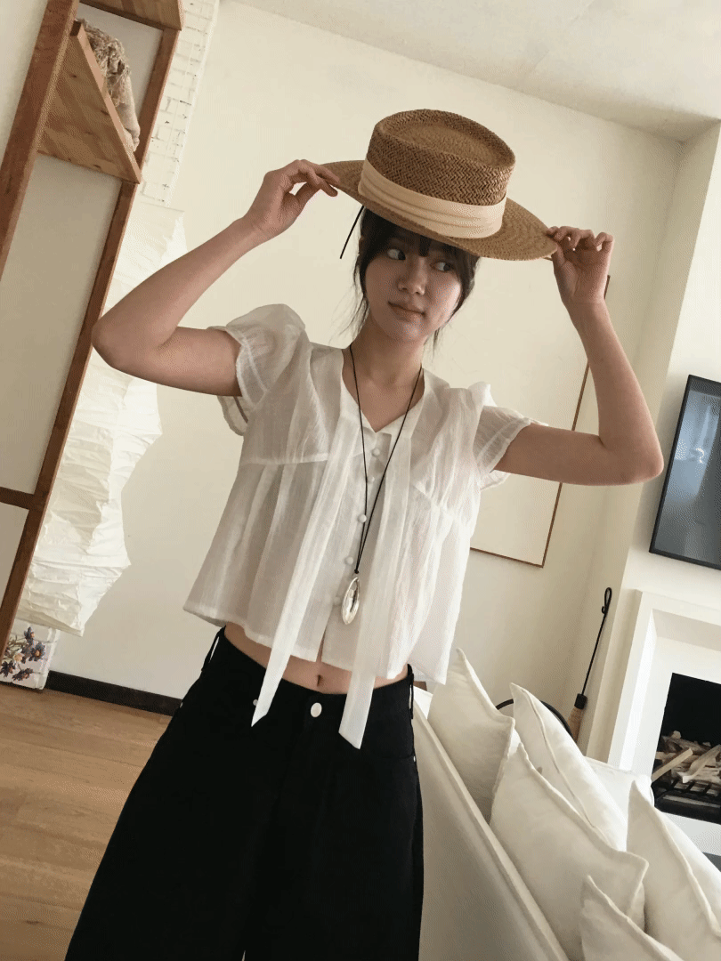 Your tie blouse (Ivory, black) *주문시5일소요