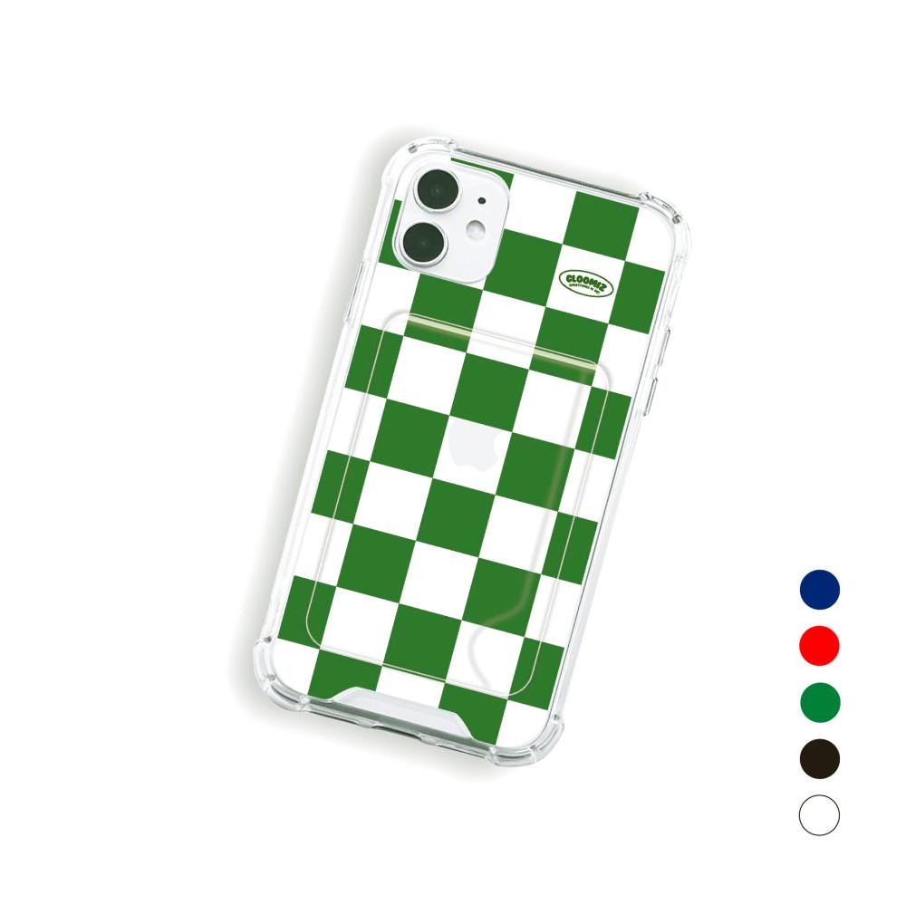 아이폰12/12PRO호환 카드수납 케이스 탱크젤하드 [주문제작] 글루미즈 유기견후원 베이직 체커보드 케이스