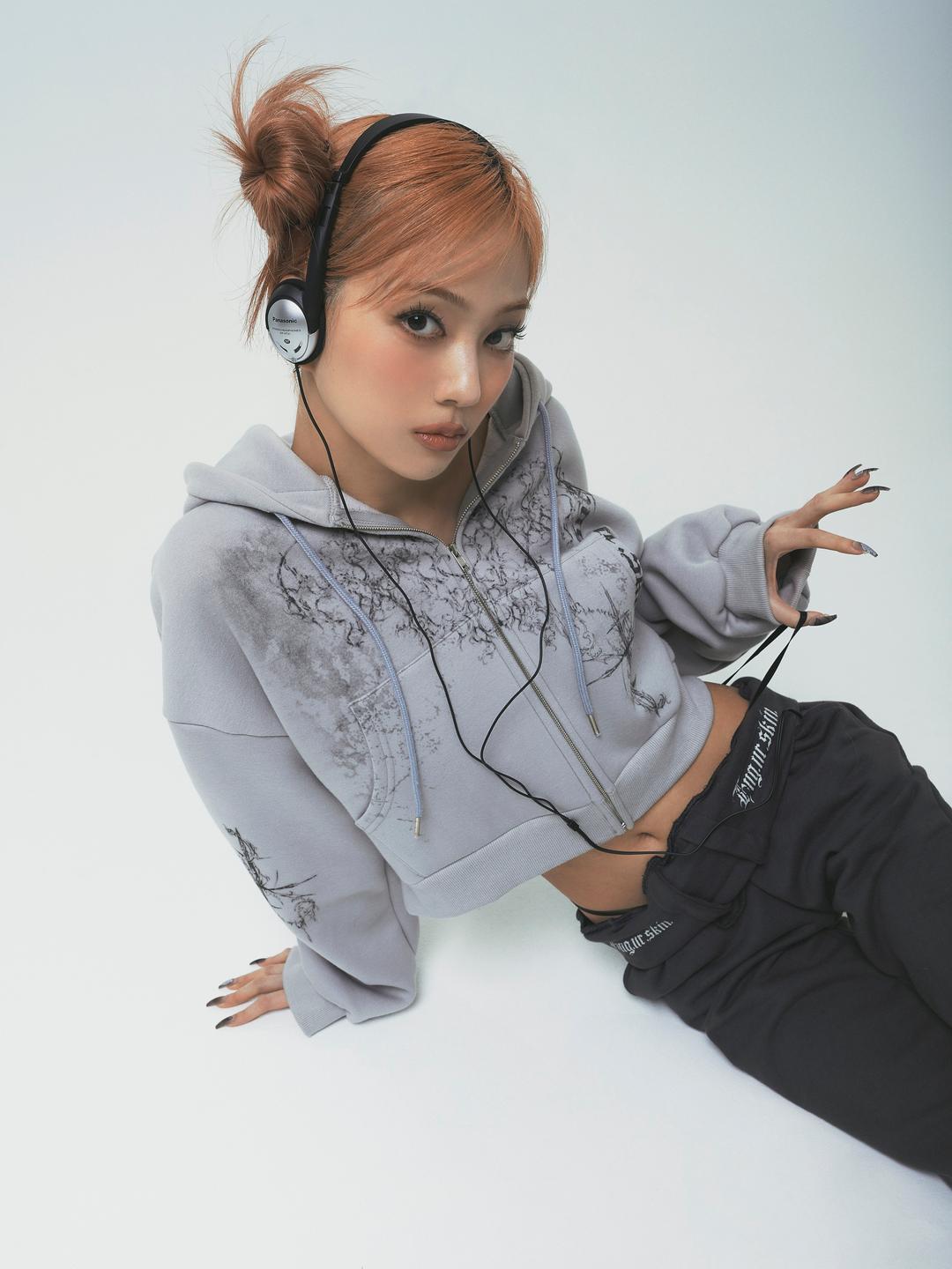 플러피 오버사이즈 후드집업  (라이트 그레이)