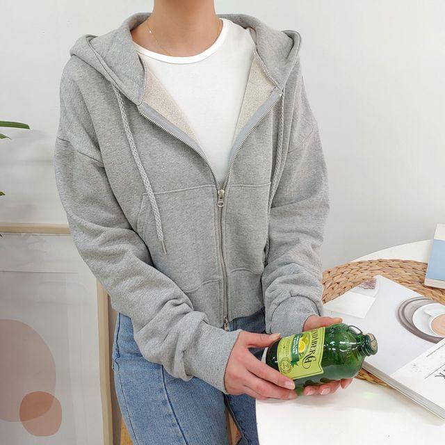 피넛투웨이후드집업 무지 숏 후드집업티