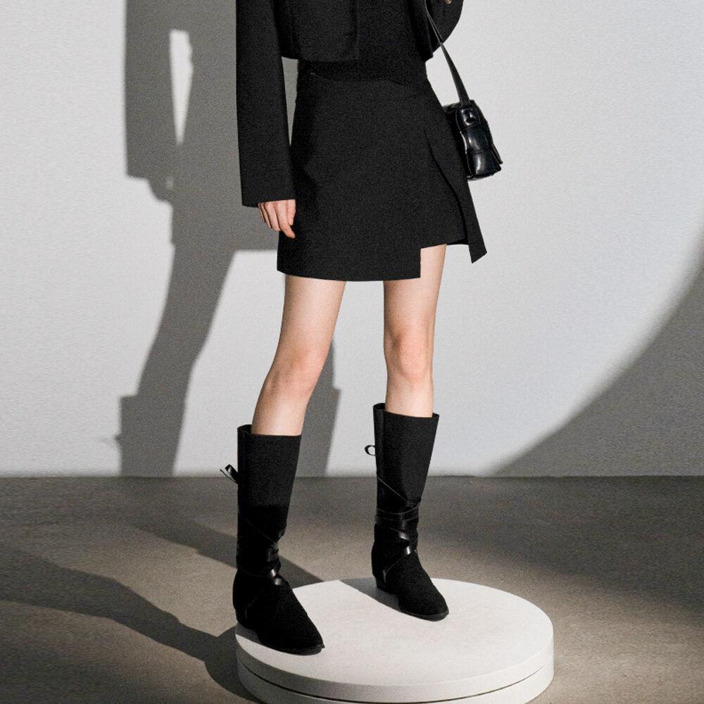 Chic Slit Mini Skirt BLACK