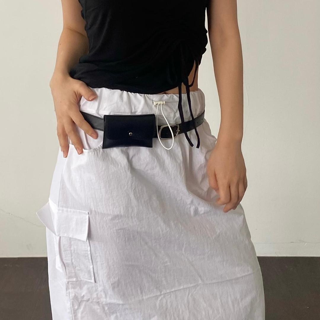 시클리 당일출고 ! 카드지갑!! 👜🔗 포켓 허리벨트 미니 힙백 은장 버클 포인트 긱시크룩 가죽 블랙 밸트 백
