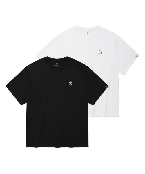 [2PACK] 로고 반팔 티셔츠 화이트/블랙