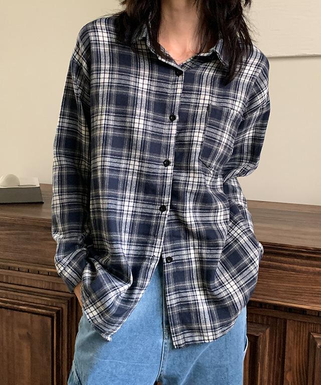 데일리쥬 트론즈 오버핏 체크 남방 셔츠