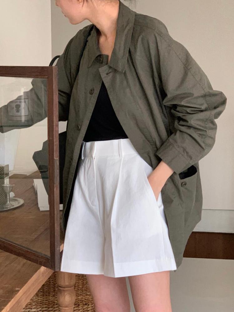 오브젝트 템즈 야상 코튼 긴팔 카라 싱글 자켓 (2col)