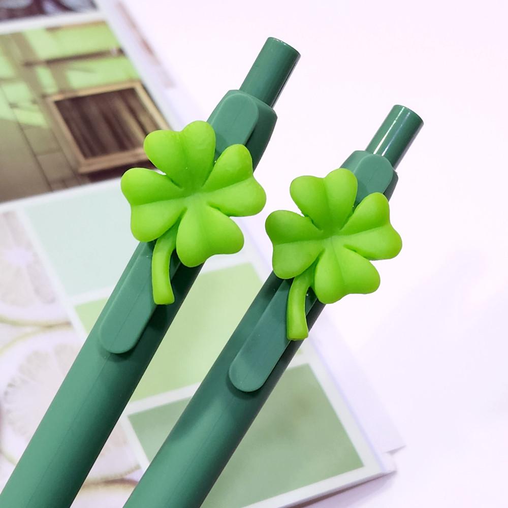 네잎클로버 똑딱이 볼펜 클립 캐릭터 노크식 펜
